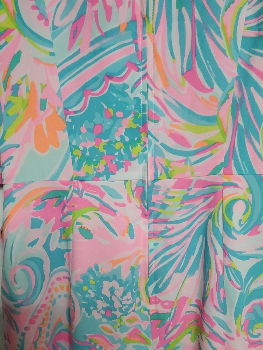 Lilly Pulitzer Pink, Blue & Green Pastel Swirl Ruffle Tie-Waist Dress - Picture 6 of 11